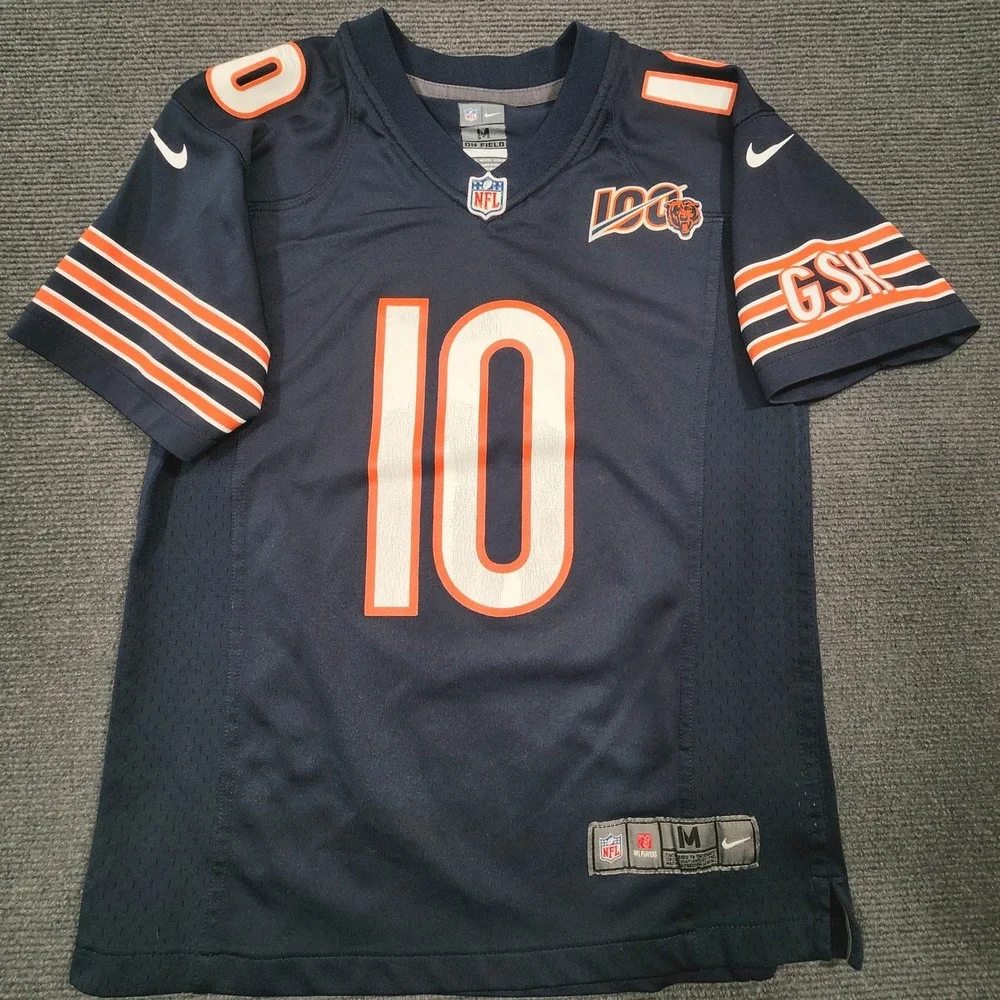 Nike Chicago Bears Mitchell Trubisky Youth Medium 10/12 Navy Blue Jersey
